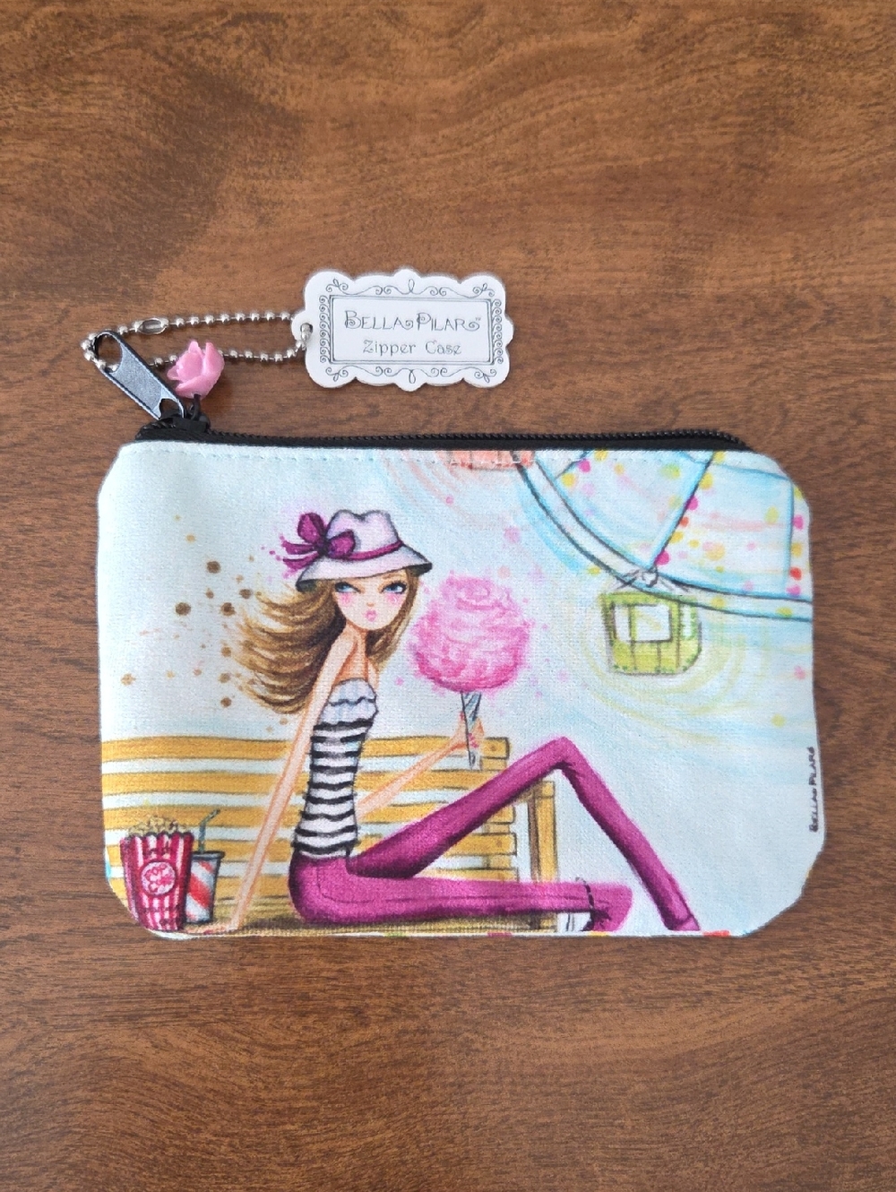 Bella Pilar Pink Illustrated Mini Zipper Bag